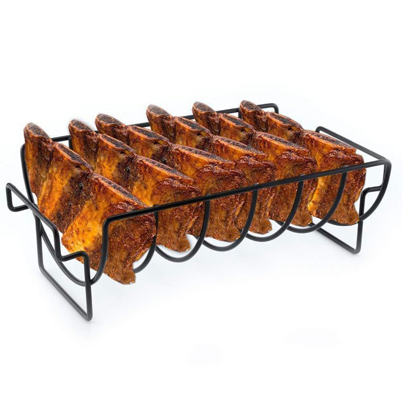 2 Pack Iron Non-stick Grill Steak Rack Stand Holders Roasting Rib 