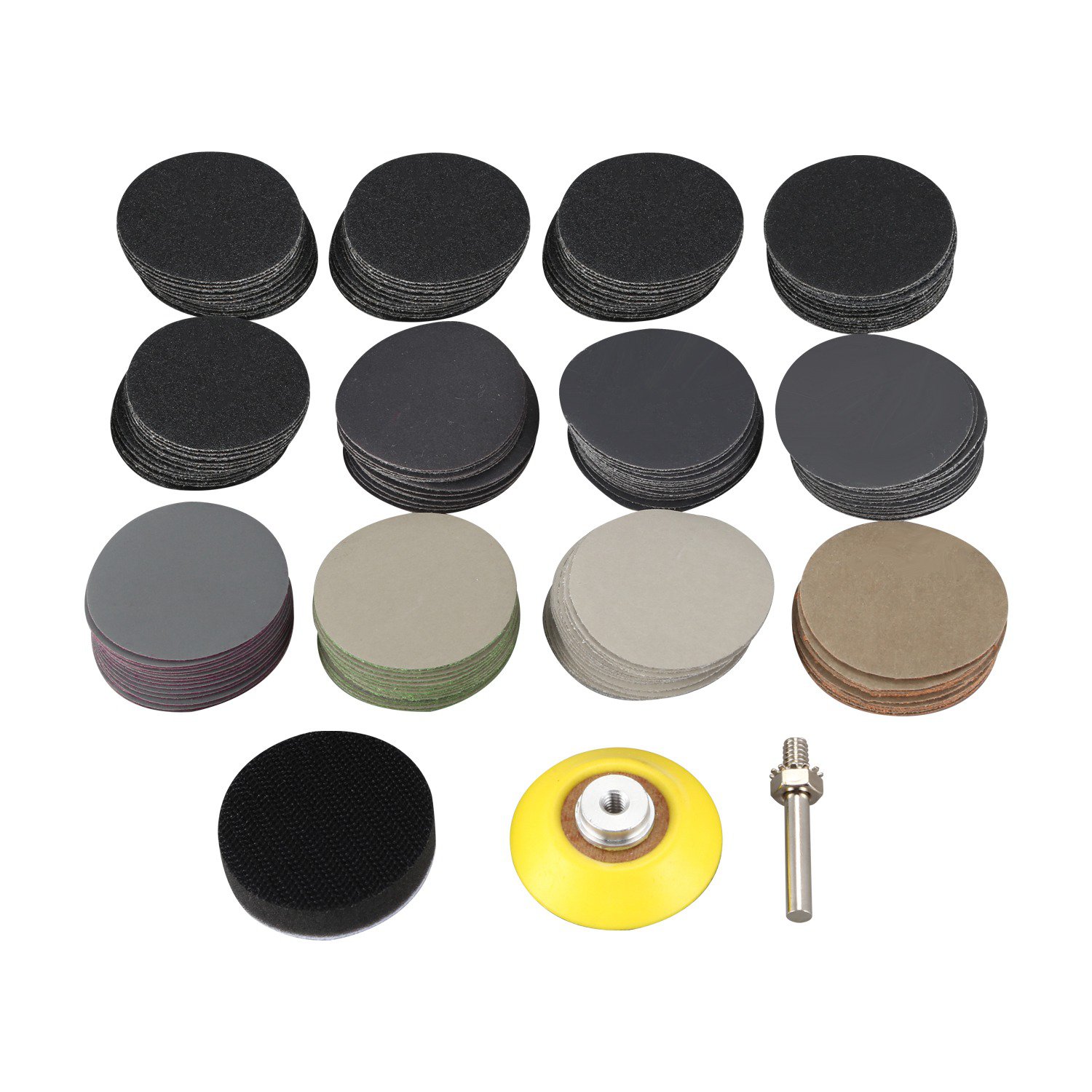 180 Pcs 2 Inch Sandpaper Wet Dry Sander Sheets with Backer Plate 1/4