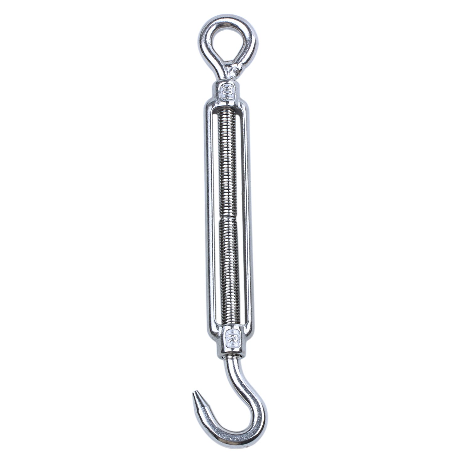 186mm Long Adjustable Stainless Steel M8 8mm Male Thread Eye Hook Turnbuckle