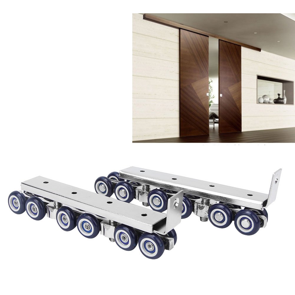 1 Pair 12 Wheels Sliding Door Rollers Hardware Hanging Silent Rail Wheel