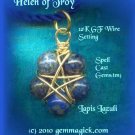 PENTAGRAM/PENDANT/Spell Cast Gems(tm)/Helen of Troy/Wicca Supplies/Pagan/Star/Lapis/GoldF/Gem Magick