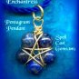 PENTAGRAM/PENDANT/Spell Cast Gems(tm)/Helen of Troy/Wicca Supplies/Pagan/Star/Lapis/GoldF/Gem Magick