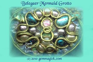 Elven Jewelry/ Tolkien Pendant/ Pendulum/ Belegaer Mermaid Grotto/Spell Cast Gems(tm)/
