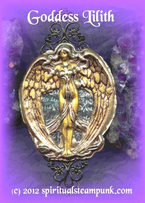 WINGED GODDESS/ Necklace/ Pagan Rosary/ Steampunk/ Gothic/ Scrying Mirror/ Pendulum/ Box/ Altar
