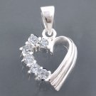 White CZ Sterling Silver Heart Pendant