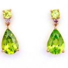 2.47ct Peridot Diamond Dangle Earrings 10KT Yellow Gold