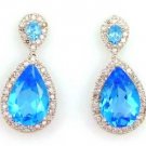 Blue Topaz Diamond Dangle Earrings 14KT White Gold