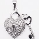 CZ Heart Lock & Key Pendant
