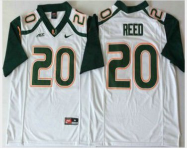 NCAA Miami Hurricanes 20 Ed Reed White Men Jersey