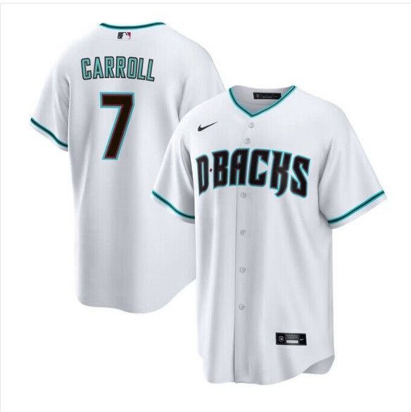 Corbin Carroll Jersey Arizona Diamondbacks White Pinstripe #7 ROTY Large 