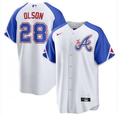 Matt Olson #28 Atlanta Braves Navy Cool Base Stitched Jersey