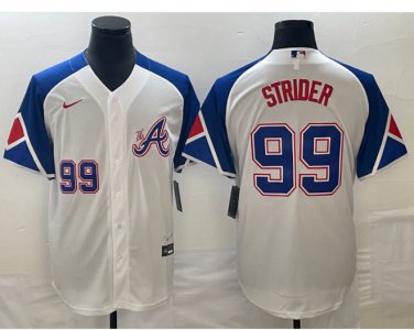 Men's Atlanta Braves #99 Spencer Strider White 2023 City Connect With Patch  Stitched Baseball Jersey