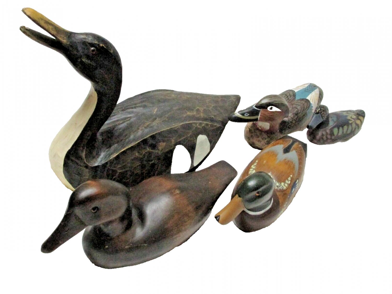 Wooden Mallard Ducks Carved Handpainted Realistic Cabin/Den/Desk Decor