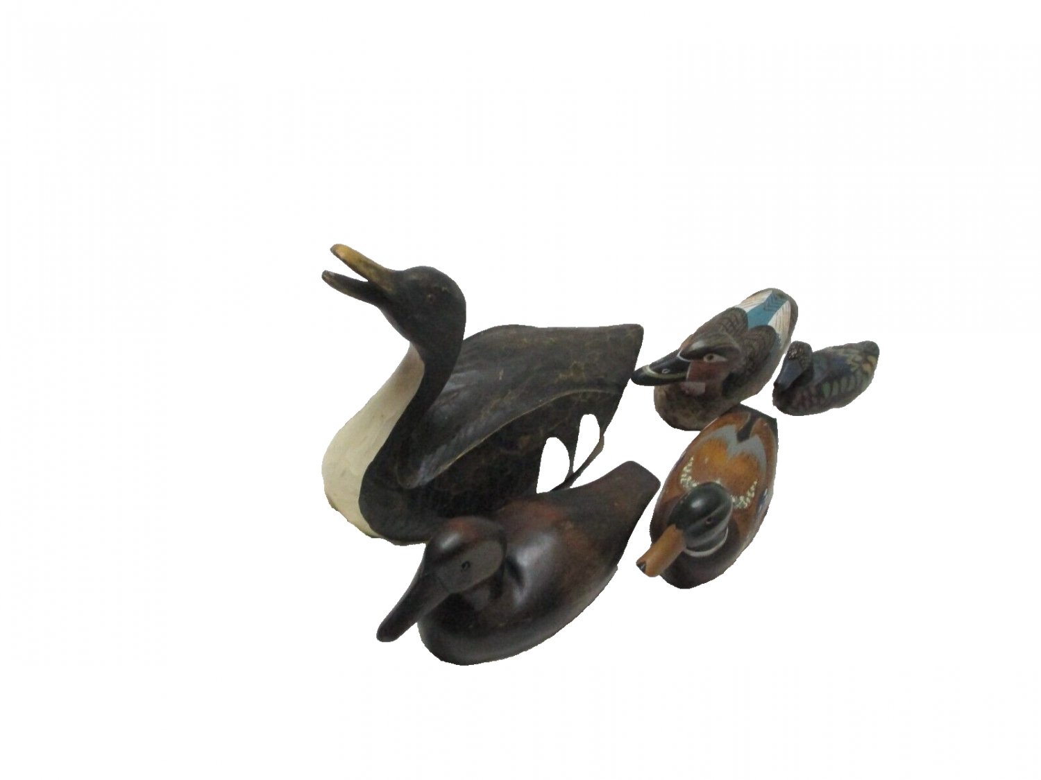 Wooden Mallard Ducks Carved Handpainted Realistic Cabin/Den/Desk Decor