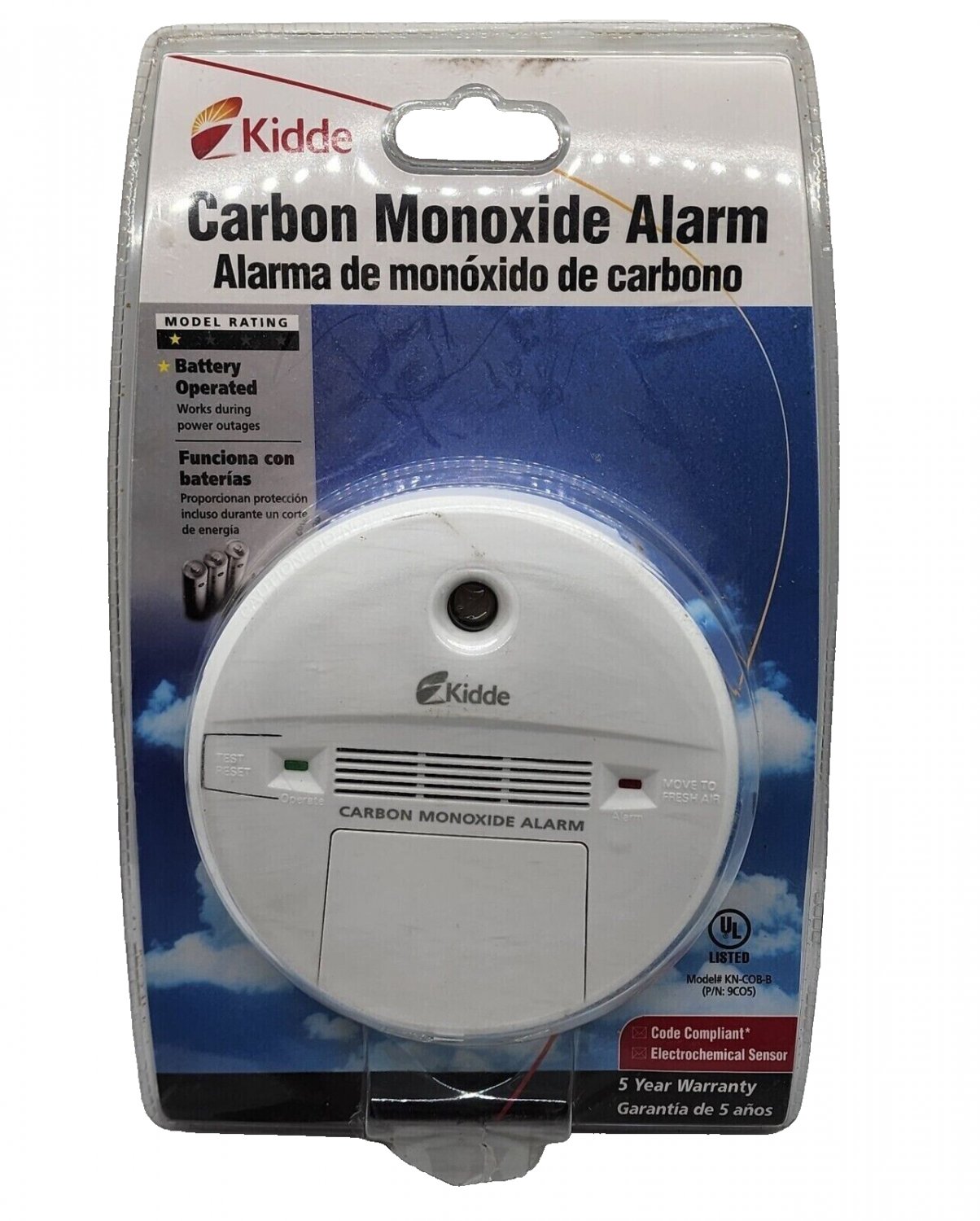 Kidde Carbon Monoxide Alarm Battery Operated KN-COB-B