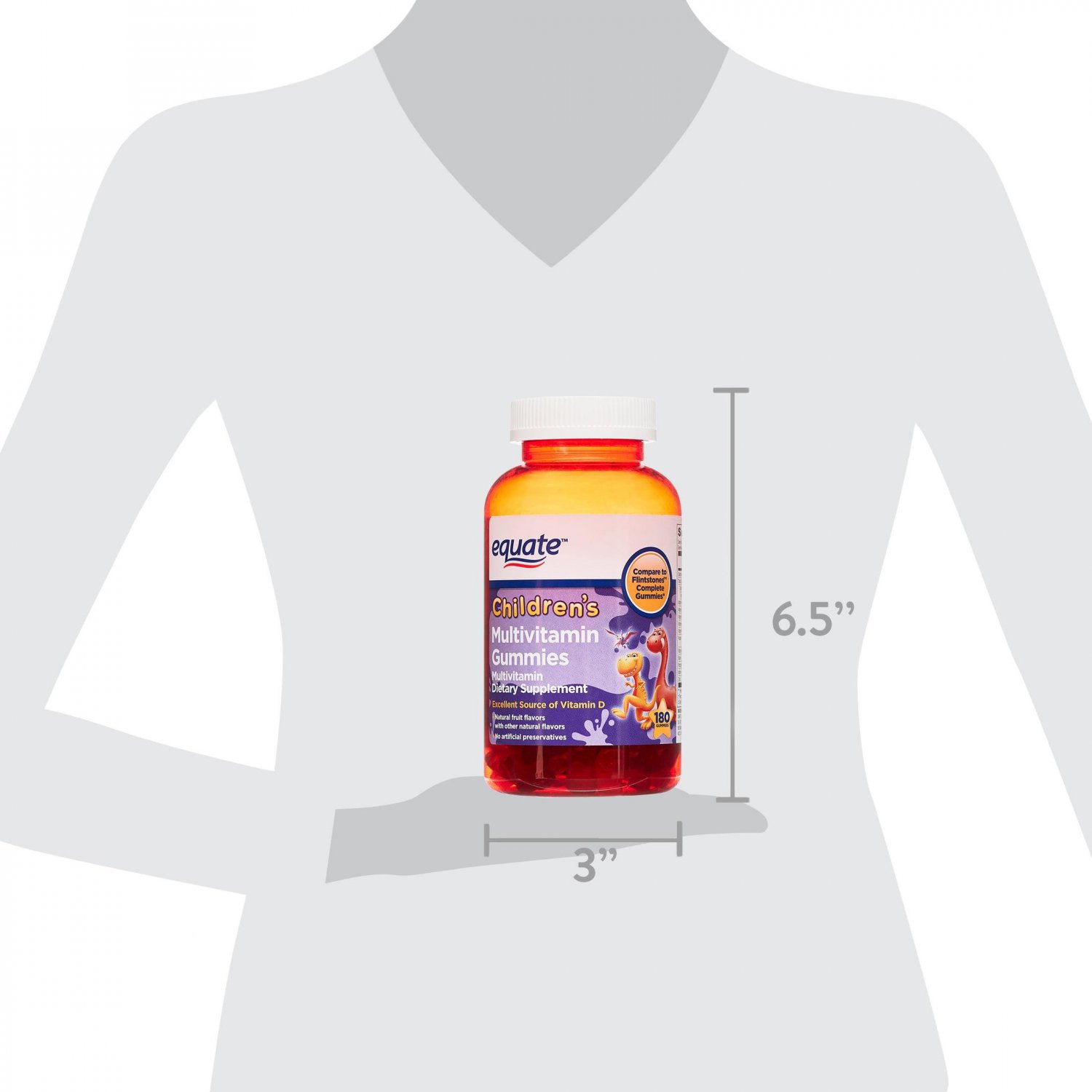 Equate Kids Multivitamin Gummies for General Health, Natural Fruit, 180