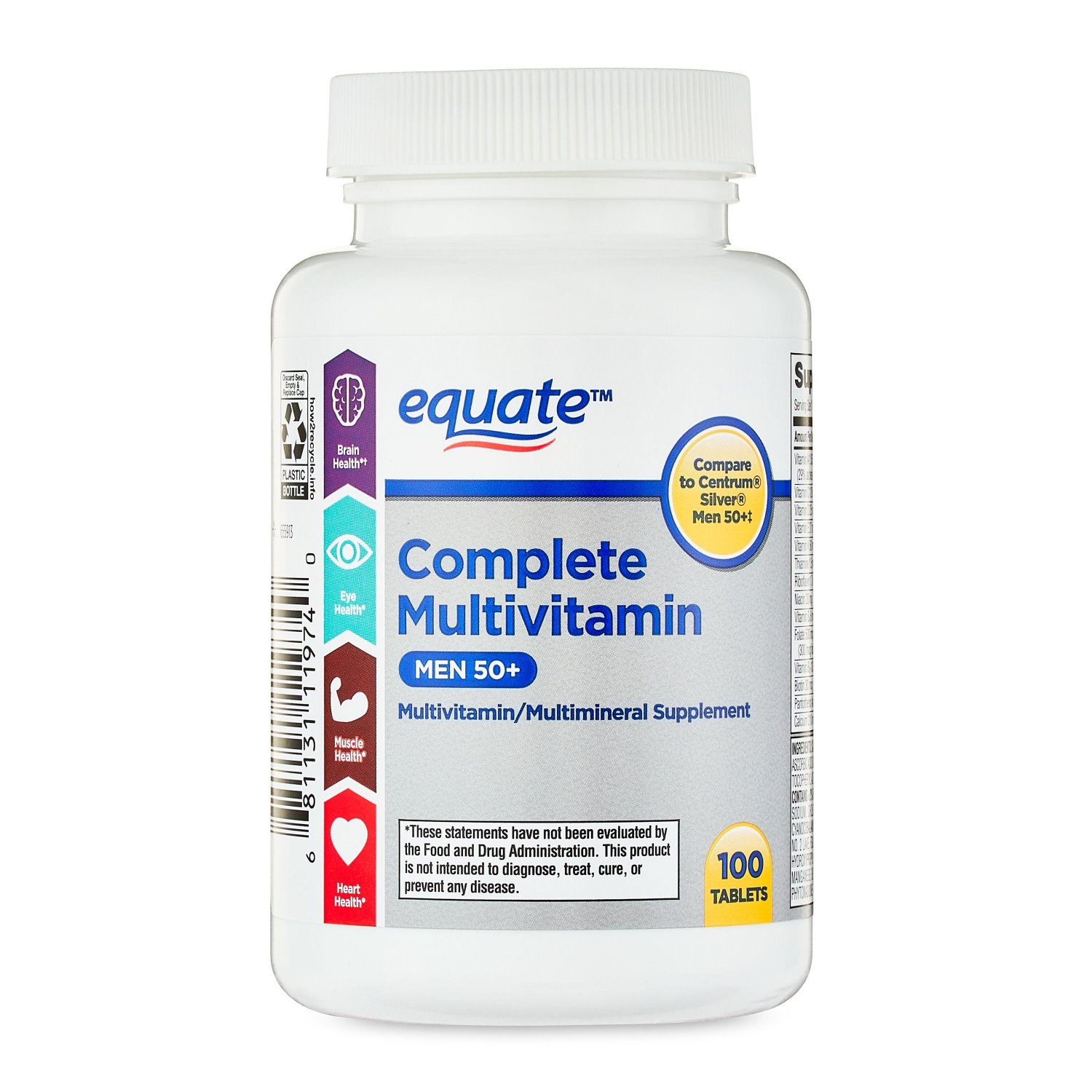 Equate Complete Multivitamin/Multimineral Supplement Tablets, Men 50