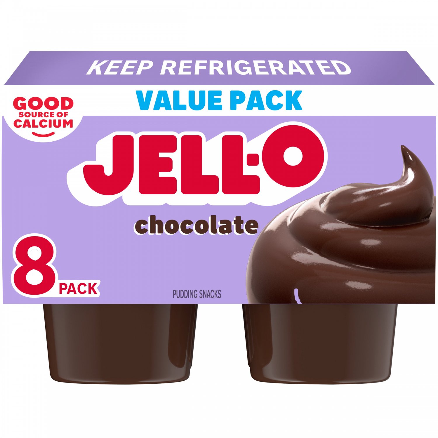 JellO Original Chocolate Pudding Cups Snack Value Pack, 8 Ct Cups
