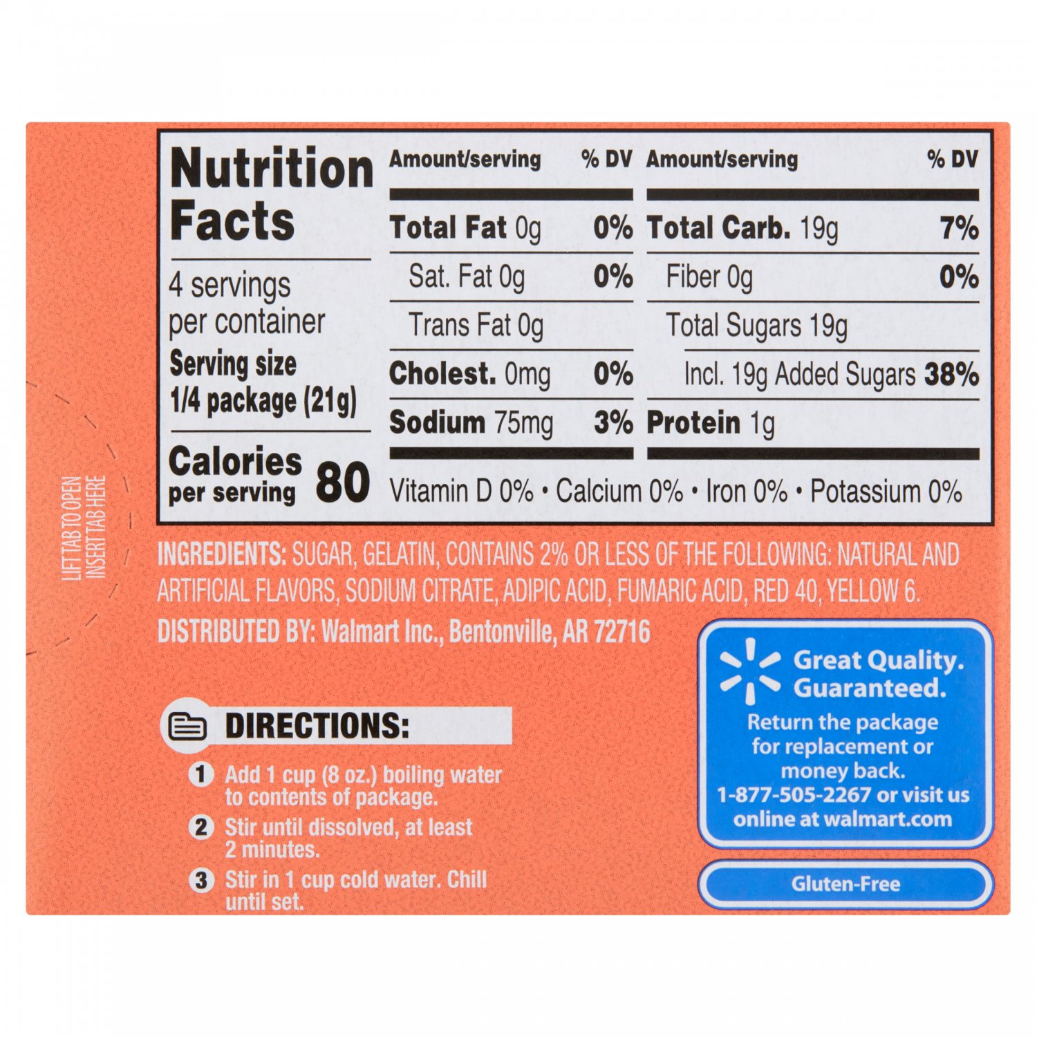 Great Value Peach Gelatin Dessert, 3 Oz