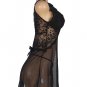 V Neck Black Lace Stitching Strap with Flower Babydoll