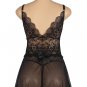 V Neck Black Lace Stitching Strap with Flower Babydoll