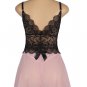 V Neck Pink Lace Stitching Strap with Flower Babydoll