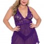 Plus Size Romance Lace and Mesh Babydoll Set