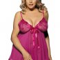 Plus Size Babydoll With Embroidery Top And Satin Ribbons Hem