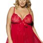 Plus Size Babydoll With Embroidery Top And Satin Ribbons Hem