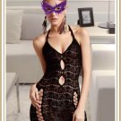 Valentine's Halter Neck Dress With Wavy Lace Design