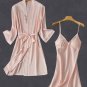 Striped Chemise And Robe Set
