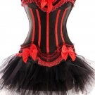 Black Red Sensational Ruffles Trimmed Fashion Bustier Corset with Tutu Skirt