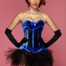 Black Blue Sensational Ruffles Trimmed Fashion Bustier Corset With Tutu Skirt