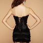 Plus Sized Satin Ruffle Corset Dress with Ribbon Details
