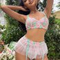Send Me Flowers Lace Garter 3 Piece Set