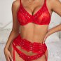 Sexy Lingerie Set Include: Bra + Garter Belt + Panties