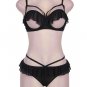 Open Cup Ruffle Black Bra And Panty Set