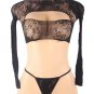 Black Sexy Open Chest Long Sleeve Stretch Fishnet Set