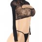 Black Sexy Open Chest Long Sleeve Stretch Fishnet Set