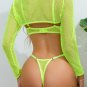 Green Frisky Fishnet 3-Piece Bra Set