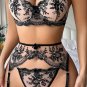 Embroidered Elegance Bra and Garter Set