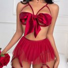 A Gift For You Satin Bow Bra And Panty Set