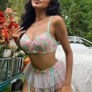 Send Me Flowers Lace Garter 3 Piece Set