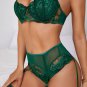 Underwear Set Lace Transparent Bra 3 Piece Erotic Lingerie