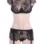 Plus Size Black Lace Halter Bra Set with bra rim