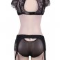 Plus Size Black Lace Halter Bra Set with bra rim