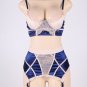 Plus Size Longline Beige Lace Bra Set
