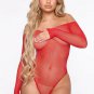 Long Sleeve Fishnet Off-the-shoulder Sparkle Bodysuit