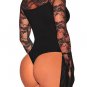 Black Eyelashes Lace Horn Sleeve Teddy