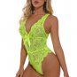 Neon Lime Floral Lace Scallop Trim Teddy Bodysuit